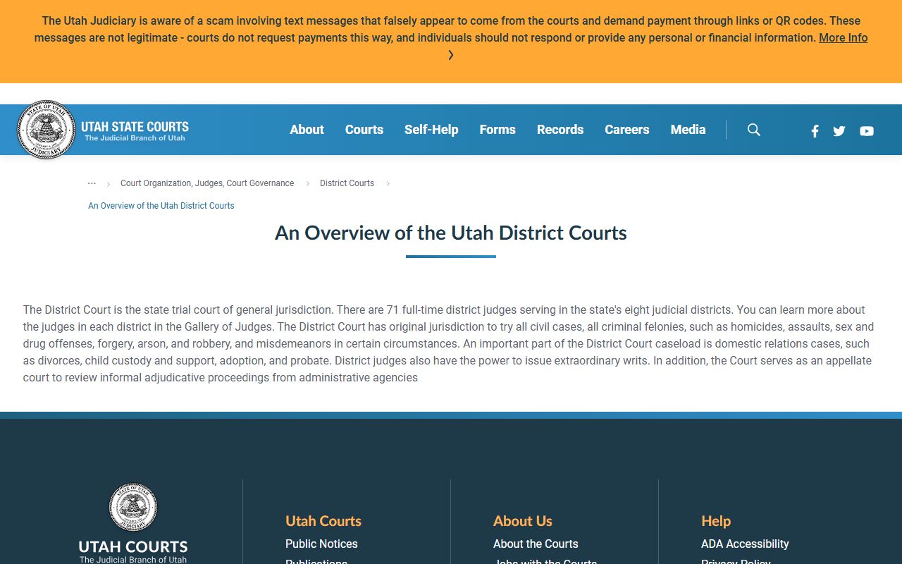 Utah District Court overview related to the Weber County clerk of court