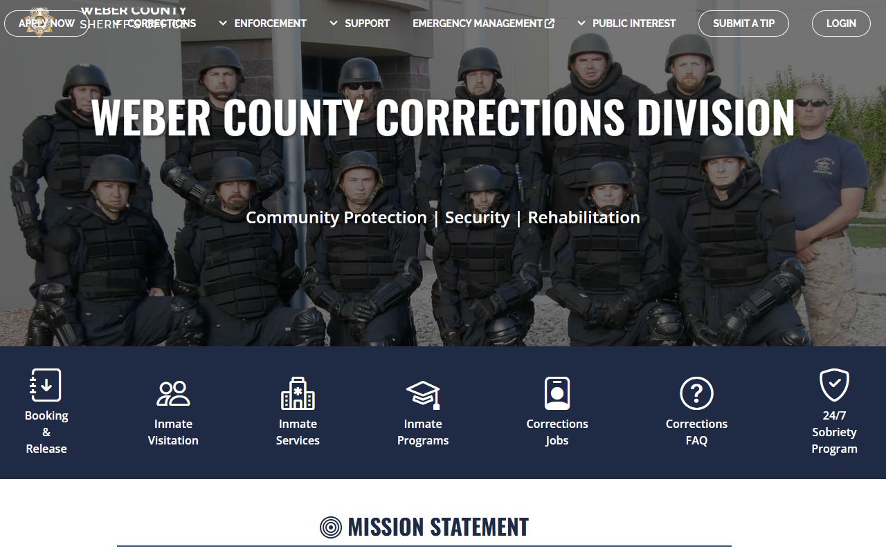 Weber County Corrections Division page connected to court records