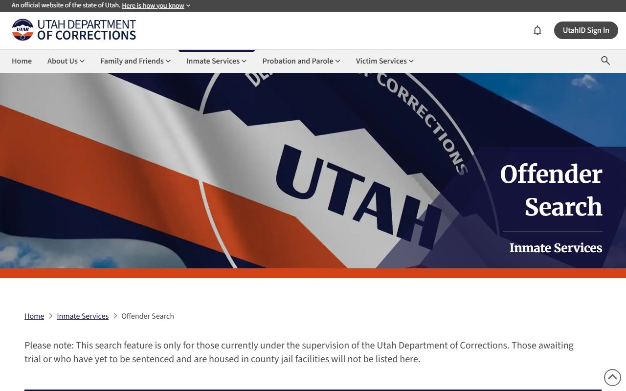 Utah Department of Corrections offender search for Weber County arrest records