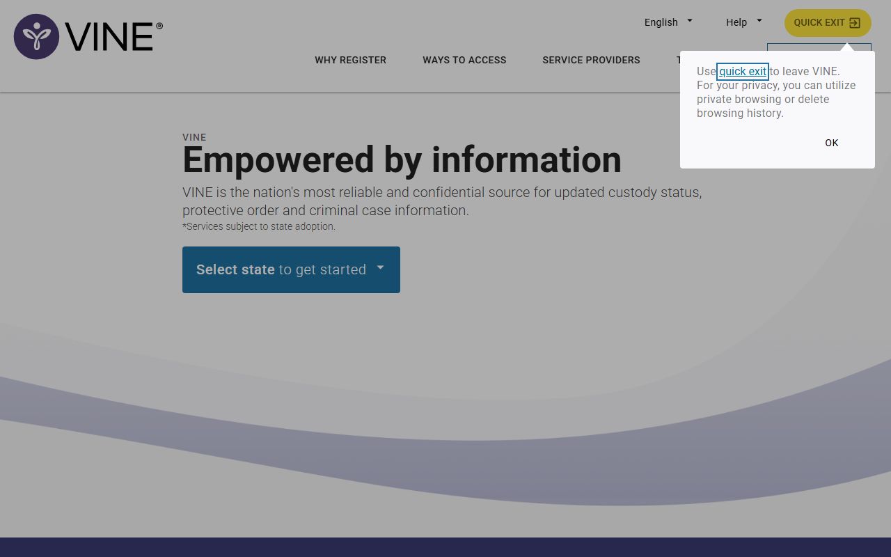 VINELink custody notification portal tied to Weber County arrest records