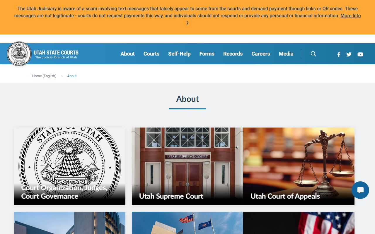Utah Courts about page describing the Weber County District Court system