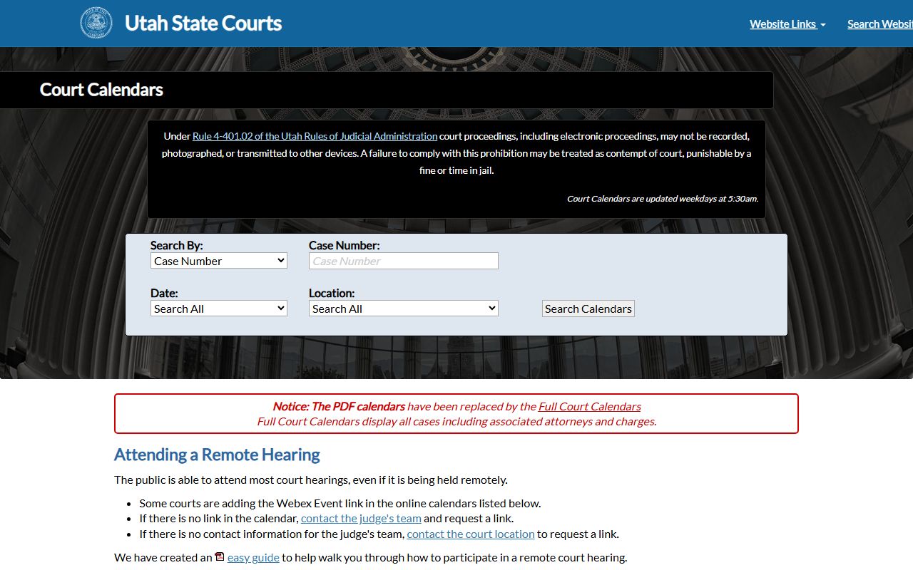 Utah court calendar used to track Weber County released inmates and hearings